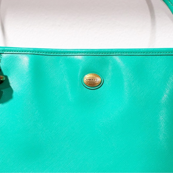 Coach Purse Peyton Saffiano Leather Zip Top Tote Handbag NoA1481-F27349 Green - Picture 3 of 6